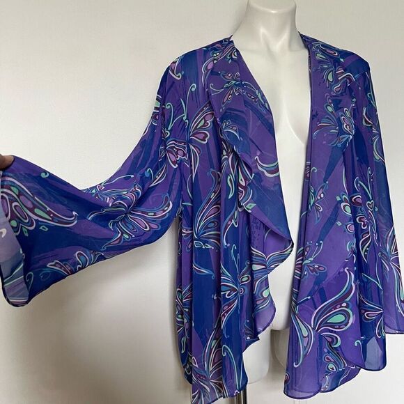 Bob Mackie Butterfly waterfall Top - Picture 7 of 8